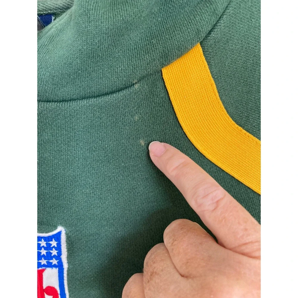 VTG Reebok NFL Green Bay Packers Authentic Sideline Hoodie Green Yellow Mens L